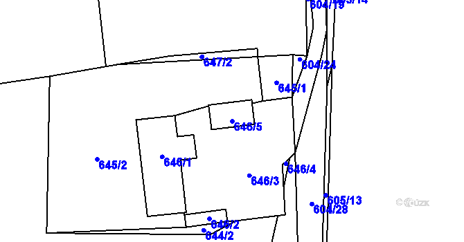Parcela st. 646/5 v KÚ Druztová, Katastrální mapa