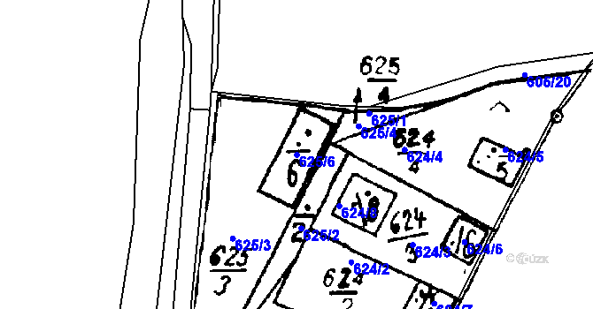 Parcela st. 625/6 v KÚ Druztová, Katastrální mapa