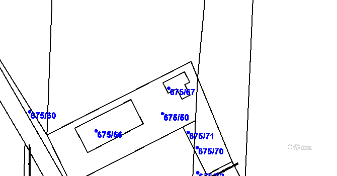Parcela st. 675/67 v KÚ Druztová, Katastrální mapa