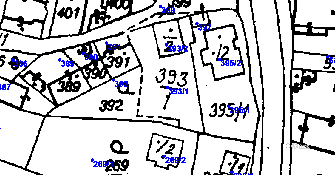 Parcela st. 393/1 v KÚ Druztová, Katastrální mapa