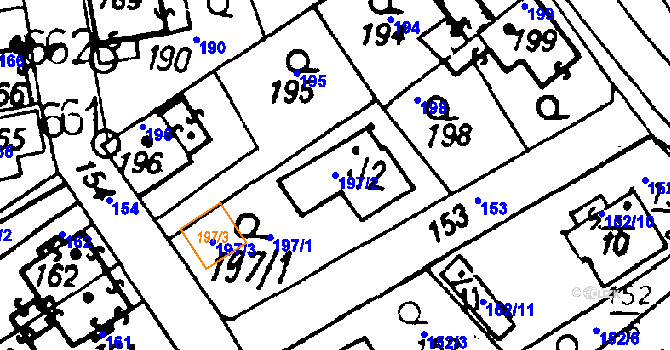 Parcela st. 197/2 v KÚ Druztová, Katastrální mapa