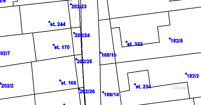 Parcela st. 188/15 v KÚ Družec, Katastrální mapa