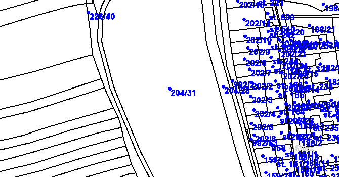 Parcela st. 204/31 v KÚ Družec, Katastrální mapa
