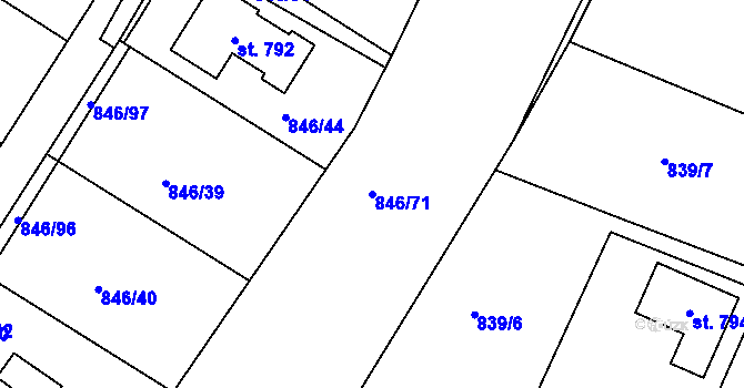 Parcela st. 846/71 v KÚ Družec, Katastrální mapa
