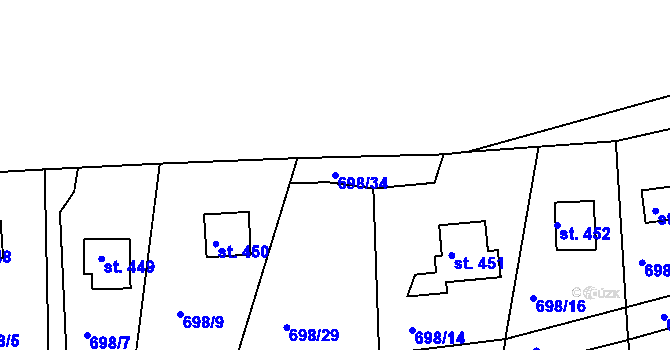 Parcela st. 698/34 v KÚ Družec, Katastrální mapa