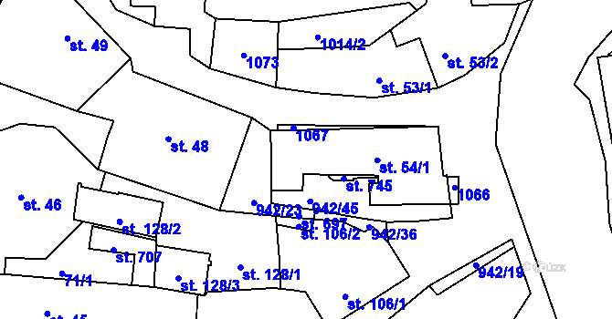 Parcela st. 54/2 v KÚ Družec, Katastrální mapa