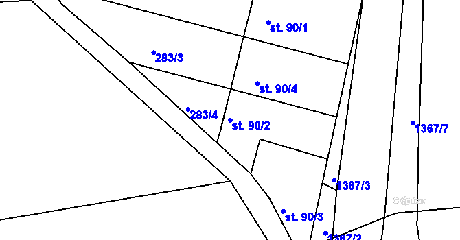 Parcela st. 90/2 v KÚ Družec, Katastrální mapa
