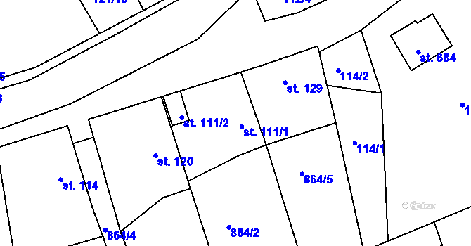 Parcela st. 111 v KÚ Družec, Katastrální mapa