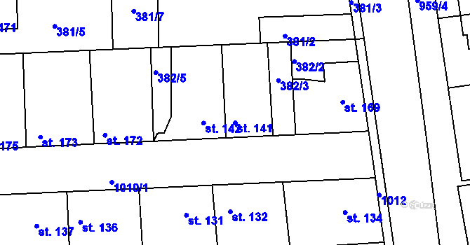 Parcela st. 141 v KÚ Družec, Katastrální mapa