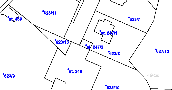 Parcela st. 247/2 v KÚ Družec, Katastrální mapa