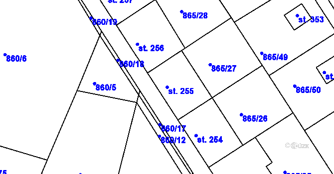 Parcela st. 255 v KÚ Družec, Katastrální mapa