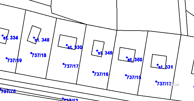 Parcela st. 349 v KÚ Družec, Katastrální mapa