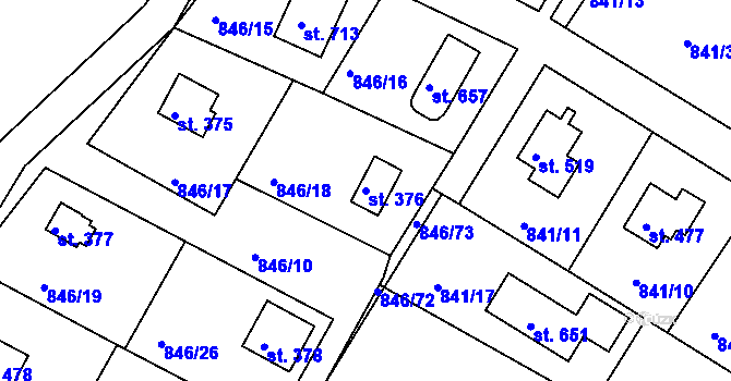 Parcela st. 376 v KÚ Družec, Katastrální mapa