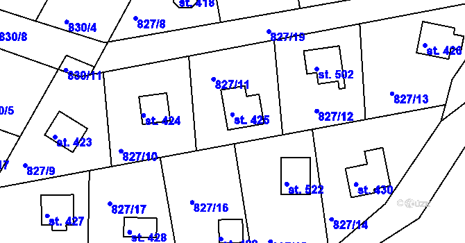 Parcela st. 425 v KÚ Družec, Katastrální mapa