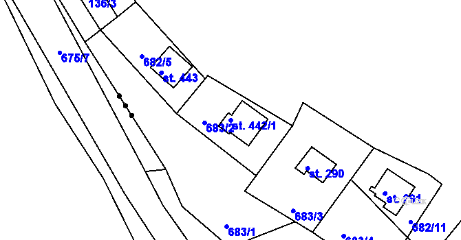 Parcela st. 442/1 v KÚ Družec, Katastrální mapa