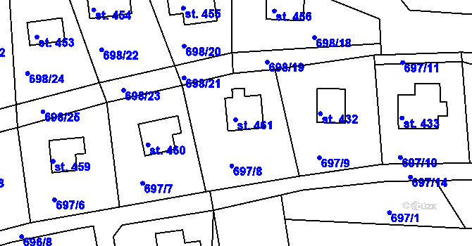 Parcela st. 461 v KÚ Družec, Katastrální mapa