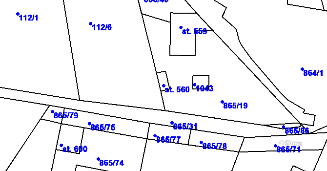 Parcela st. 560 v KÚ Družec, Katastrální mapa