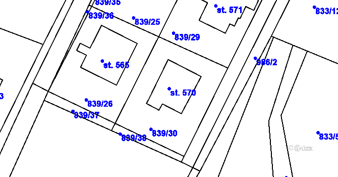 Parcela st. 570 v KÚ Družec, Katastrální mapa