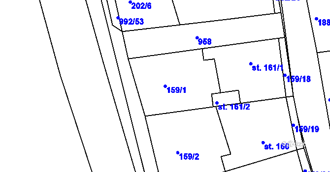 Parcela st. 159/1 v KÚ Družec, Katastrální mapa