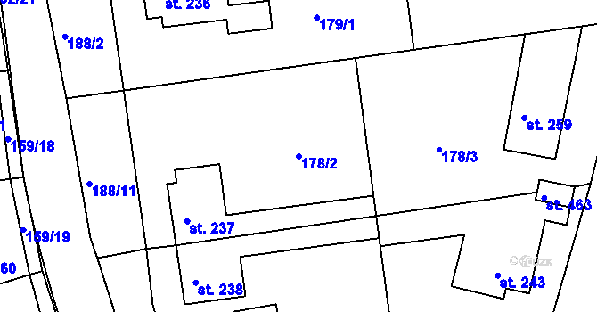 Parcela st. 178/2 v KÚ Družec, Katastrální mapa