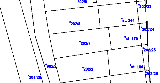 Parcela st. 202/7 v KÚ Družec, Katastrální mapa