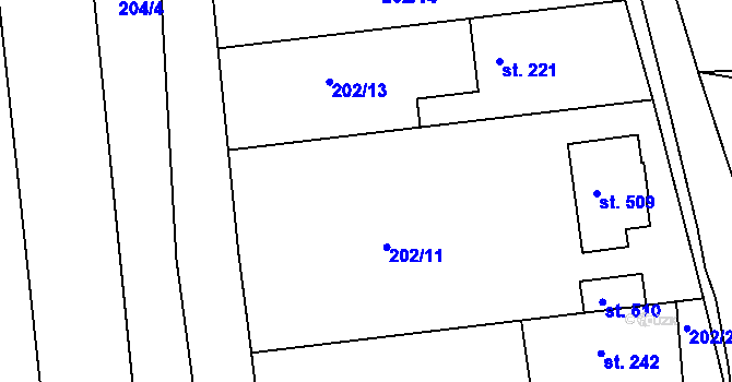 Parcela st. 202/12 v KÚ Družec, Katastrální mapa