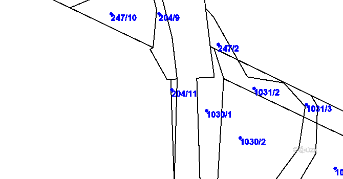 Parcela st. 204/11 v KÚ Družec, Katastrální mapa