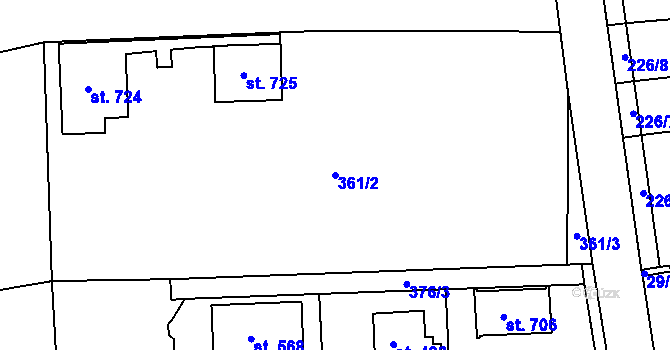 Parcela st. 361/2 v KÚ Družec, Katastrální mapa