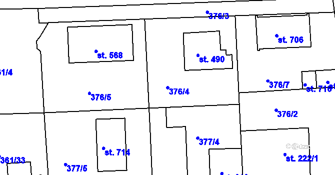 Parcela st. 376/4 v KÚ Družec, Katastrální mapa