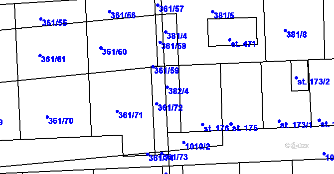 Parcela st. 382/4 v KÚ Družec, Katastrální mapa