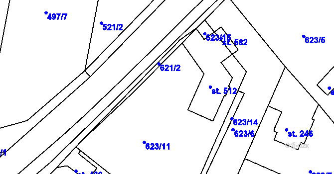 Parcela st. 623/1 v KÚ Družec, Katastrální mapa