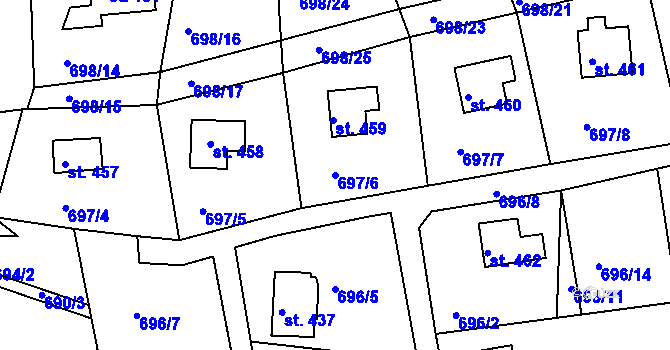 Parcela st. 697/6 v KÚ Družec, Katastrální mapa