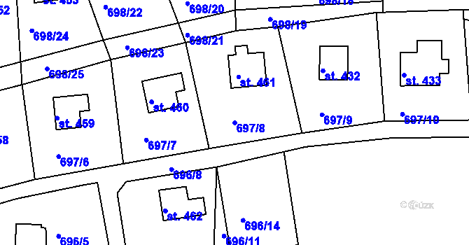 Parcela st. 697/8 v KÚ Družec, Katastrální mapa