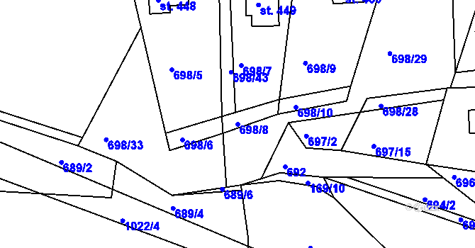 Parcela st. 698/8 v KÚ Družec, Katastrální mapa