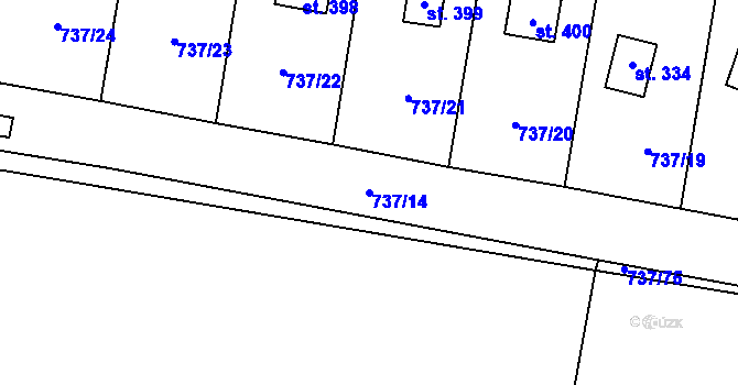 Parcela st. 737/14 v KÚ Družec, Katastrální mapa
