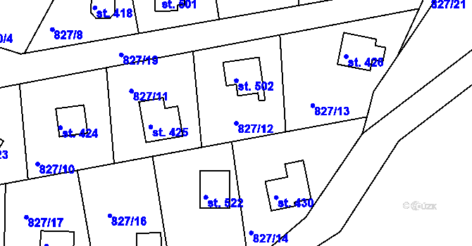 Parcela st. 827/12 v KÚ Družec, Katastrální mapa