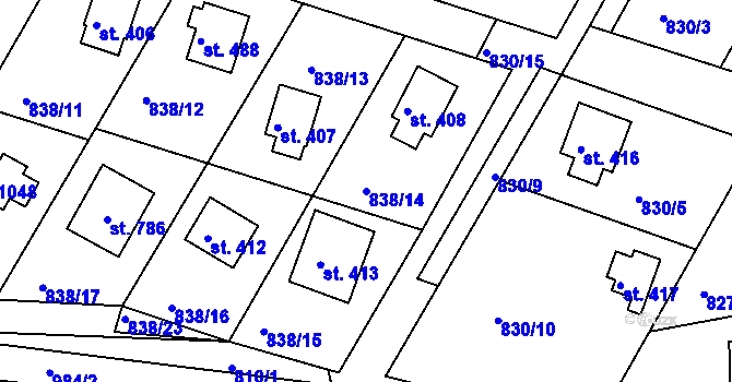 Parcela st. 838/14 v KÚ Družec, Katastrální mapa