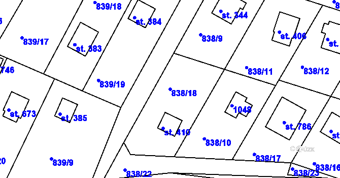Parcela st. 838/18 v KÚ Družec, Katastrální mapa