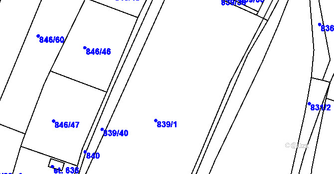 Parcela st. 839/1 v KÚ Družec, Katastrální mapa