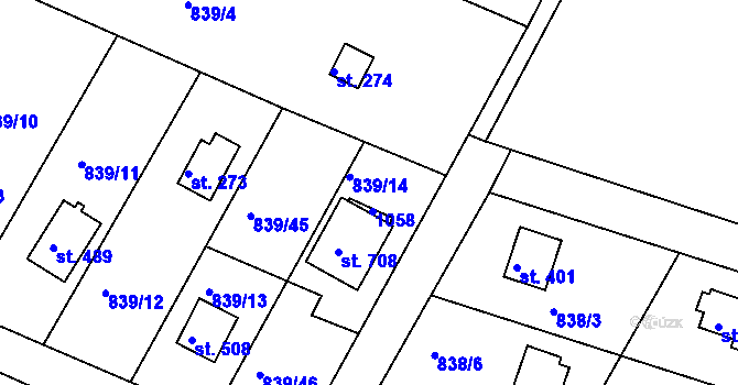 Parcela st. 839/14 v KÚ Družec, Katastrální mapa