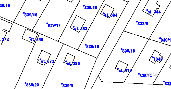 Parcela st. 839/19 v KÚ Družec, Katastrální mapa