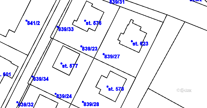 Parcela st. 839/27 v KÚ Družec, Katastrální mapa