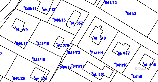 Parcela st. 841/12 v KÚ Družec, Katastrální mapa