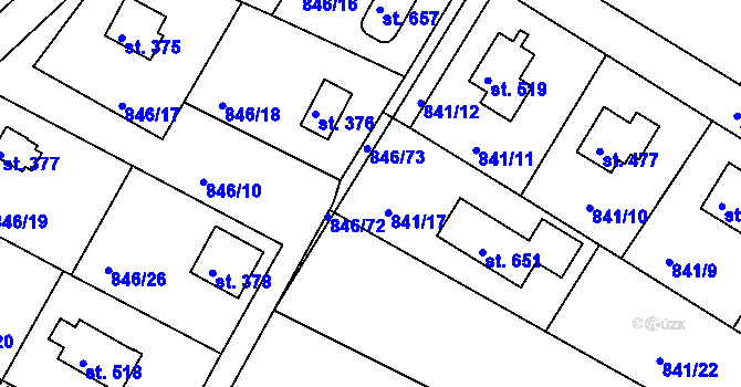 Parcela st. 841/17 v KÚ Družec, Katastrální mapa