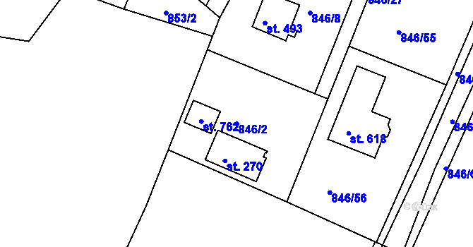 Parcela st. 846/2 v KÚ Družec, Katastrální mapa