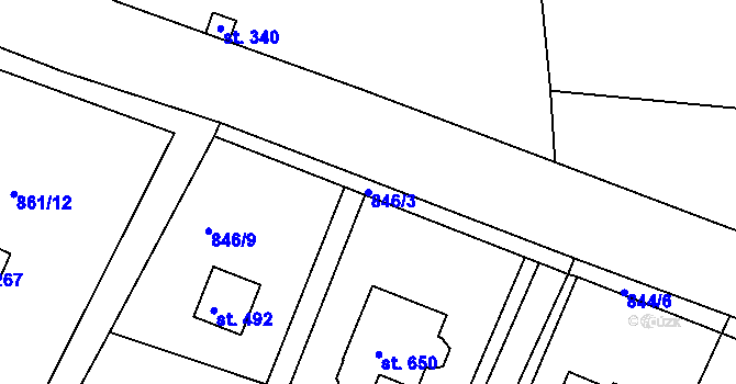 Parcela st. 846/3 v KÚ Družec, Katastrální mapa
