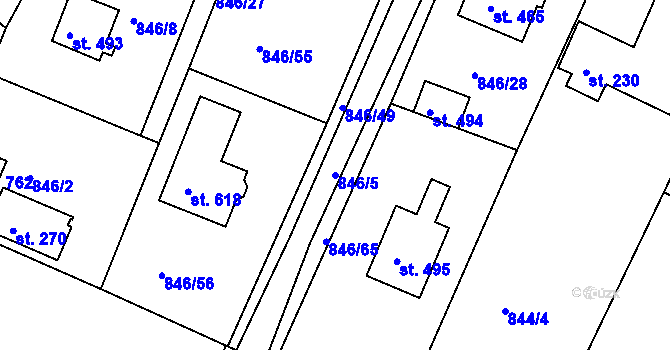 Parcela st. 846/5 v KÚ Družec, Katastrální mapa