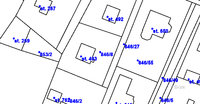 Parcela st. 846/8 v KÚ Družec, Katastrální mapa