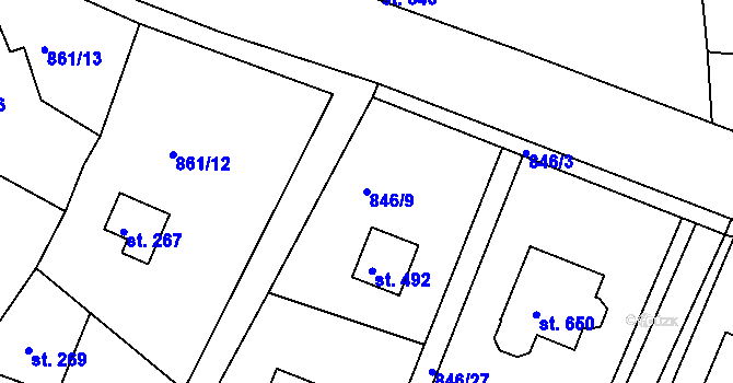Parcela st. 846/9 v KÚ Družec, Katastrální mapa