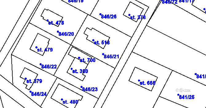 Parcela st. 846/21 v KÚ Družec, Katastrální mapa